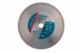 Диск алмазный, 230 х 22.2 мм, сплошной c лазерной перфорацией, мокрая резка Gross