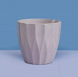 Кашпо Флюте пластиковое 3,0л со вставкой льняной