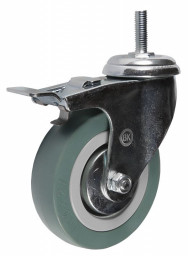 Колесная опора 100 мм аппаратная болт, поворотная, тормоз, подшипник скольжения