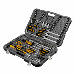 Набор инструментов, 1/2", 1/4", 3/8", CrV, S2, пластиковый кейс, 144 предмета Denzel