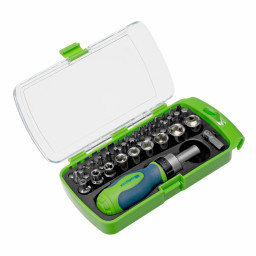 Отвертка ревер. + биты, 41 пред., PH+PZ+SL+H+T, CrV, 2к рукоятка Сибртех