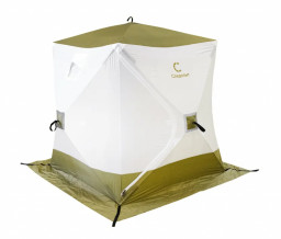 Палатка зимняя куб СЛЕДОПЫТ 1,5 х1,5 м Oxford 210D PU 1000 S по полу 2,2 кв.м оливковый/белый