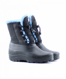 Полусапоги зимние женские из ЭВА с комбинированным верхом голубой+черный Дарина