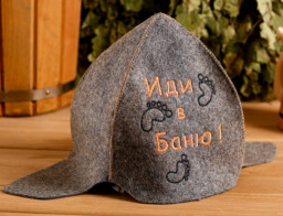 Шапка для бани и сауны Будёновка Иди в баню экофетр войлок коричневая Добропаровъ