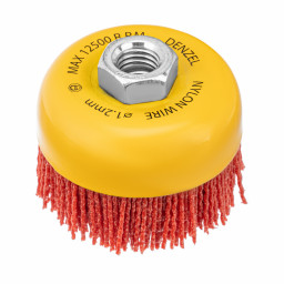 Щетка для УШМ, 75 мм, Чашка, нейлоновая щетина, М14 Denzel