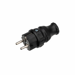 Вилка влагозащищенная прямая с/з 16А IP44 каучук черная REXANT